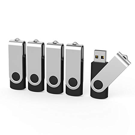 Aiibe 5pcs 16GB USB Flash Drive Memory Stick Thumb Drives Black