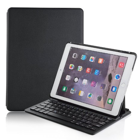 iXCC Ultra-Slim Wireless Bluetooth Keyboard Case with Auto Wake / Sleep Function and Multi-Angle Stand for Apple iPad Air 2 - Black