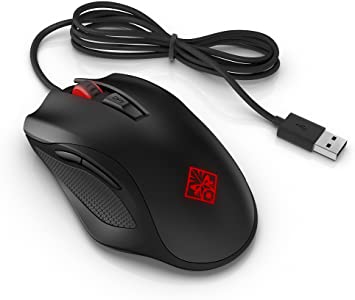 HP Omen 600 Wired USB Gaming Mouse, Optimized Mechanical Switches, 800-12000 DPI Optical Sensor, Customizable Buttons, RGB LED, Removable Weights