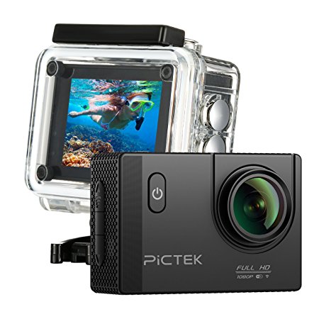 Pictek Action Camera, Underwater Camera, Waterproof Sports Camera, 12MP Full HD 1080p WiFi Digital Video Camera with 170 Degree Wide-angle Lens and 2-inch HD LCD Display for Car Racing, Paragliding, Diving, Swimming, Skiing and Other Outdoors Sports