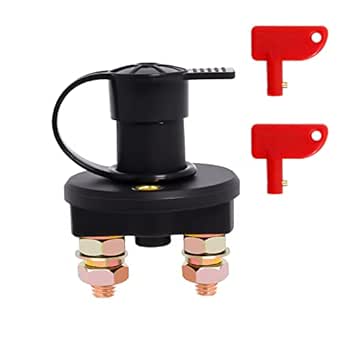 Battery Isolator Switch 12V Car Battery Cut Off Switch Disconnector Emergency Power Kill Automotive by Poweka Cut Off Switch 12V / 24V with Two Keys for Car Auto RV Marine Boat ATV Vehicle Truck