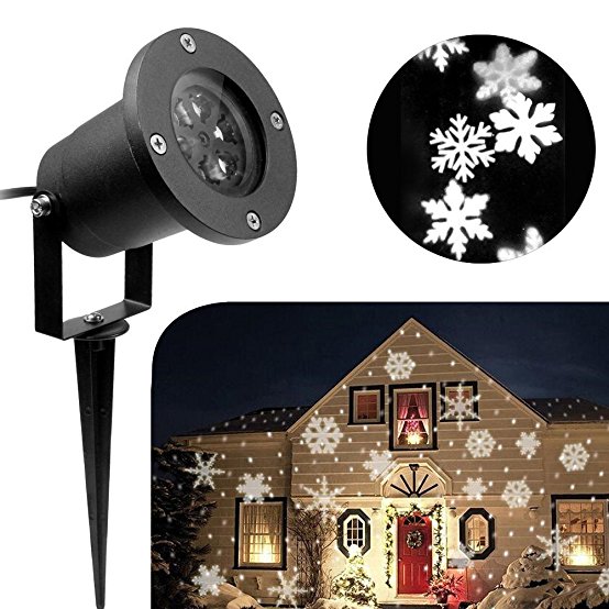 Christmas Projector Lights - Adecorty Moving Snowflake Projector lights Waterproof Snow Projector Light LED Landscape Lights for Christmas Holiday Halloween Party Garden Indoor Outdoor Decor, White