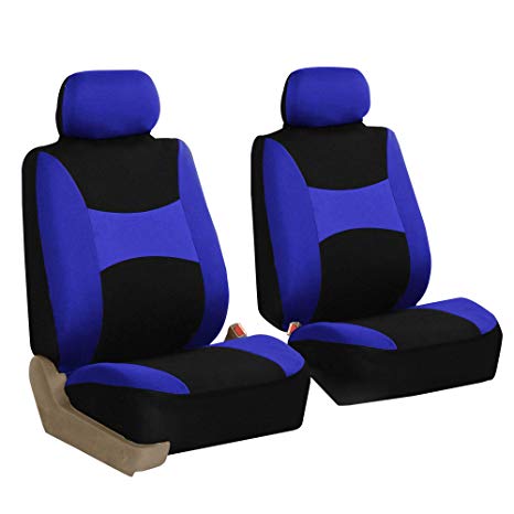 FH Group FB030102 Light & Breezy Blue/Black Cloth Seat Cover Set Airbag & Split Ready- Fit Most Car, Truck, SUV, or Van