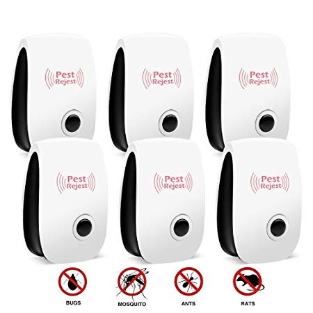 Cordking Ultrasonic Pest Repeller- Electronic Pest Control Plug-in Repellent for Mosquitoes, Mice, Ants, Roaches, Spiders, Bugs, Flies, Insects, Rodents(set of 6)
