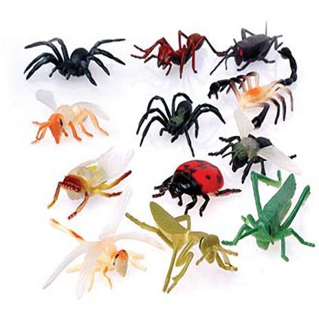 US Toy - Assorted Mini Insect Bug Figures, Lot of 12, 2", Plastic
