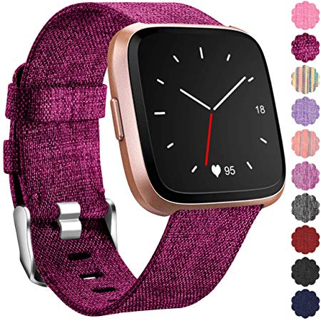 Maledan Replacement for Fitbit Versa Bands Women Men Large Small, Woven Fabric Accessories Strap Wrist Band Compatible with Fitbit Versa Smart Watch/Versa 2/Fitbit Versa Lite/Versa Special Edition