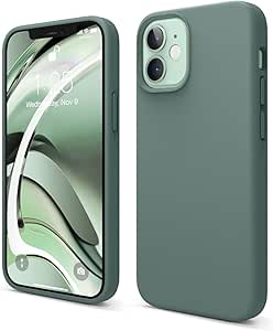 elago Liquid Silicone Case Compatible with iPhone 12 Mini Case (5.4 Inches), Silicone, All-Round Protection Mobile Phone Case: 3-Layer Structure Protective Case (Midnight Green)