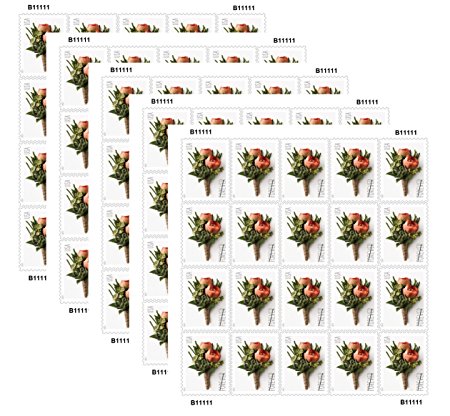 Celebration Boutonniere USPS Forever Stamps Sheet of 20 - New Stamp Issued 2017 (Pack of 5 Sheets)