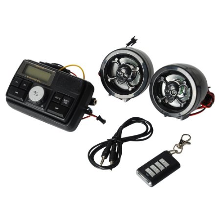 XYZCTEM 2016 Latest 5 in 1 Motorcycle Waterproof Handlebar Speakers,take with FM Radio MP3 Player,Read U disk and SD Card ,Remote Control Police Guard Against Theft