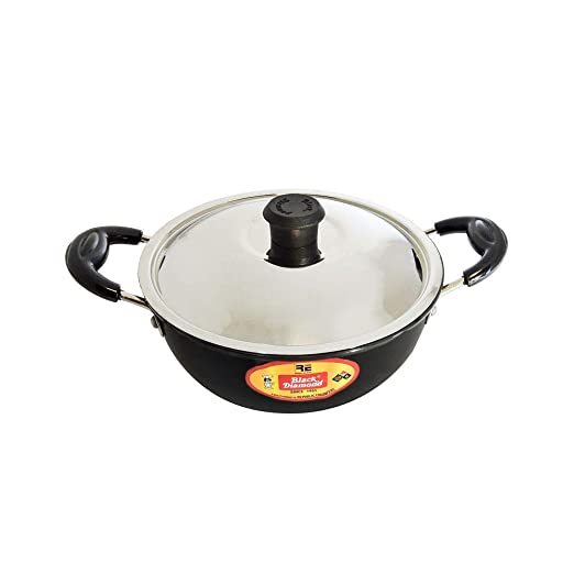 Black Diamond 3 mm Hard Anodised Baby Kadai with Lid (with Induction) - 1.2Litre