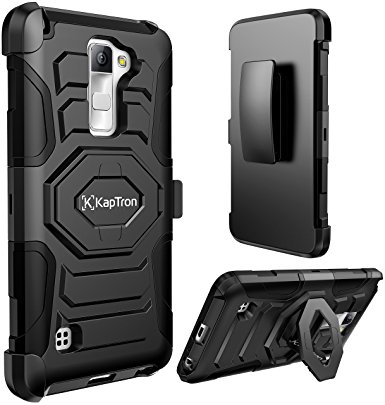 LG Stylus 2 Case, LG G Stylo 2 Case, Kaptron™ Full Body Protective Rugged Dual Layer Holster Case With Kickstand and Belt Clip for LG Stylus 2 LS 775 / LG G Stylo 2 - 2016 (Black)