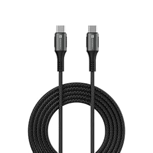 Portronics Konnect 240C 240W Futuristic Unbreakable Nylon Braided Type C to Type C Fast Charging Cable 2M Long,Supports Laptop and All Type C Smartphones and Devices (Black)