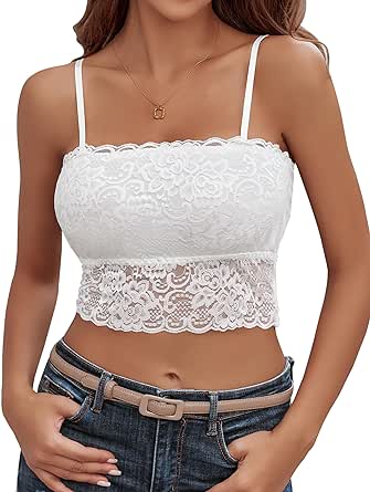 Avidlove Bralettes for Women Lace Spaghetti Strap Tank Top Tube Slim Basic Camisole