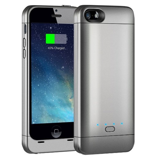 iPhone 5/5S/5C/SE Battery Case, Lifetime warranty- [Apple MFi Certified]2200mAh Ultra Slim Battery Case Fit with Any Version of iPhone 5/5S/5C/SE(4 Inches), iPhone 5/5S/5C/SE External Rechargeable Portable Charger Protective , iPhone 5/5S/5C/SE Charging Case Extended iPhone Charger Backup Power Bank, iPhone5/5S/5C/SE power case, iPhone 5/5S/5C/SE Charge Case, iPhone 5/5S/5C Battery Pack, iPhone 5/5S/5C/SE Charge Cover, iPhone 5/5S/5C/SE USB Juice Bank(Gray)