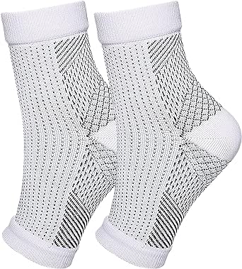 Functionalsocks - Functional Socks for Neuropathy,Toeless Compression Foot Neuropathy Socks,Soothe socks for Neuropathy,Ankle Compression Sleeve Ankle Brace Compression Support, (White, Large/X-Large)