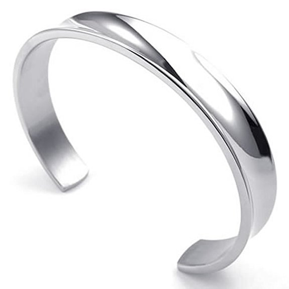 KONOV Mens Womens Stainless Steel Bracelet, Cuff Bang, Silver