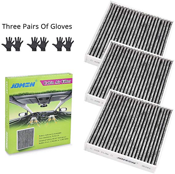 JDMON JD285 Cabin Air Filter Replacement for Toyota/Lexus/Subaru/Scion/RAV4 Included Premium Activated Carbon (3 PACK)
