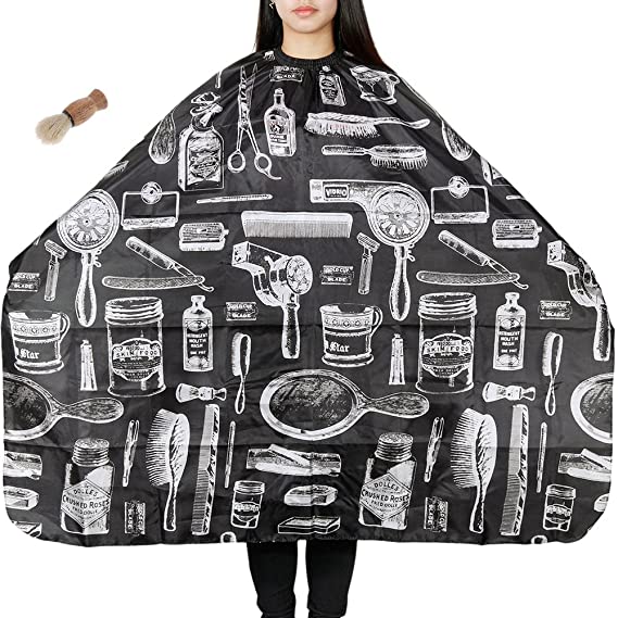 Lictin Hair Apron Hair-cutting Gown Barber Cape Water-repellent Anti-static Dyeing Salon Apron for Haircut Apron Nylon Cloth with a Neck Brush Perfect for Cutting, Colouring, Highlights