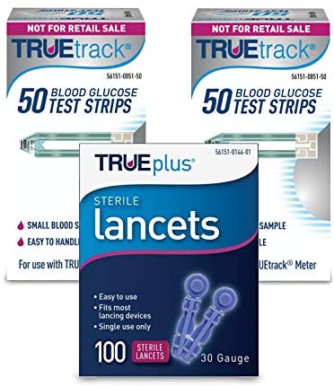 TRUEtrack Blood Glucose Test Strips(100 Count) with 30 Gauge Lancets
