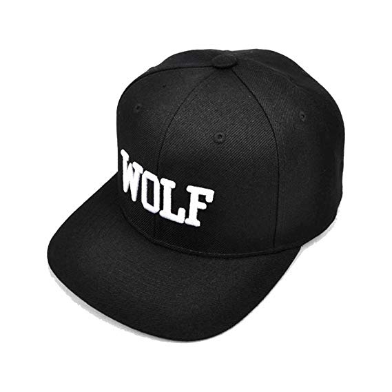 AStorePlus Baseball Hat Hip-hop Wolf Adjustable Embroidery Snapback Cap, Black