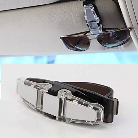 Yeworth® Double Sunglasses-Glasses Holder for Car Sunvisor,Conveniently Holds 2 Pairs of Sunglasses (black)