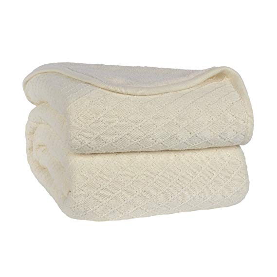 Berkshire Blanket Diamond Sweater Knit Bed, King, Fresh Cream