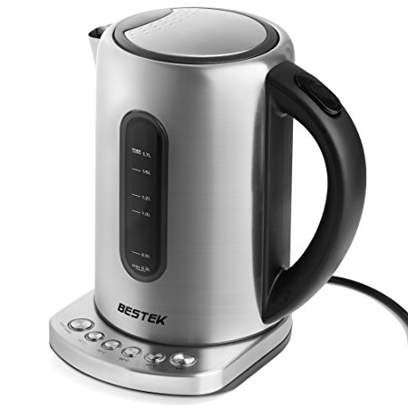 Electric Kettle, BESTEK K3013 Fast Boil Cordless Kettle with 6 Temperature Control and Keep Warm Function, Brushed Stainless Steel Water Kettle, 3000W, 1.7L, BPA Free