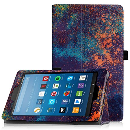 Famavala Folio Case Cover with Auto Wake/Sleep Feature for 8" Fire HD 8 Tablet [7th Generation 2017/6th Generation 2016] 8-Inch Tablet (Colorful)