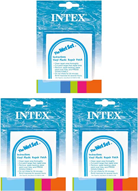 INTEX Wet Set Adhesive Vinyl Plastic Swimming Pool Tube Repair Patch 18 Pack Kit