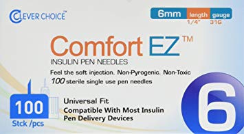 Clever Choice ComfortEZ Insulin Pen Needles 31G 6mm 100/bx