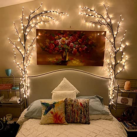 Vines for Room Decor,Christmas Decorations Indoor Home Decor Artificial Plants Flowers Tree Willow Vine Lights 144 LEDs for Walls Bedroom Living Room Decorative