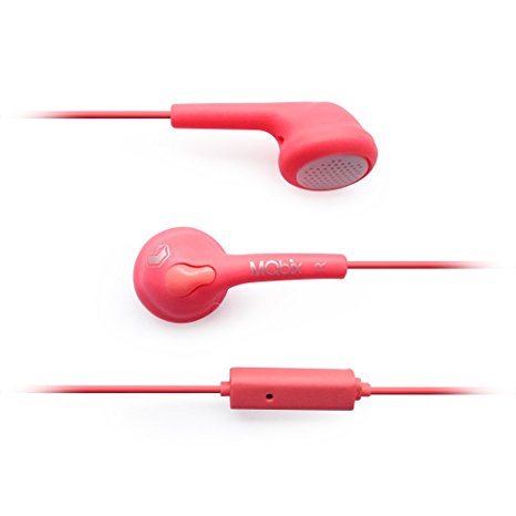 MQbix MQGT25PNK Flexible Gel Type Earphones with Mic, Pink