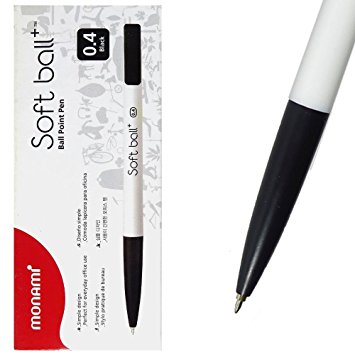 Monami Softball Plus Fine Ball Point Pen 0.4mm [Pack of 24] - Black