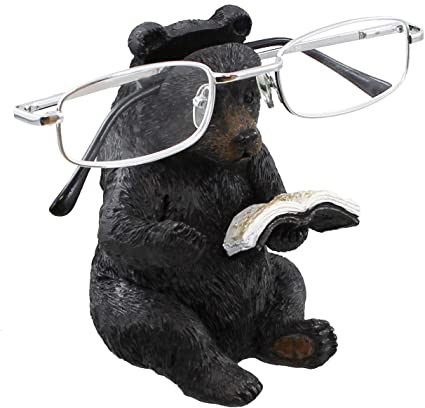 Top Brass Whimsical Sitting Bear Reading Book Eyeglasses Holder Stand - Fun Glasses Keeper
