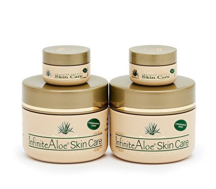 Infinite Aloe Skin Care Cream, Fragrance Free, 8oz. - 2 Jars - ** (Plus 2 Bonus 0.5 oz InfiniteAloe Travel Jars) **