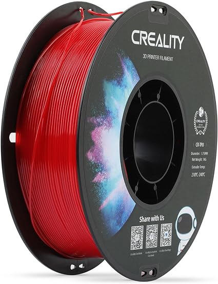 Creality TPU 3D Printing Filament 1.75mm, Flexible Filament, High Resilience, Soft Adhesive Material, Elastic, 1kg(2.2lbs) TPU Filament for 3D Printer (Red)