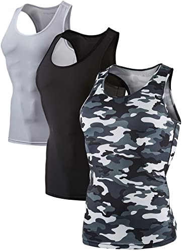 DEVOPS Men's 2~3 Pack Sleeveless Athletic Cool Dry Compression Muscle Tank Top