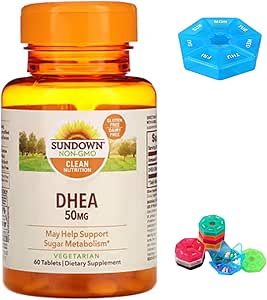 DHEA Compatible with Sundown, 50 mg, 60 Tablets   Bonus 1 Mini Pill Box for 7 Days