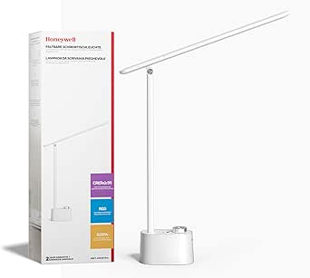 Honeywell Upgraded LED Desk Lamp - H01 Pro Sunturalux™ Foldable Desk Light with USB A C Charging Port, 3 Color Modes Dimmable Table Lamp for Home Office Reading(White)