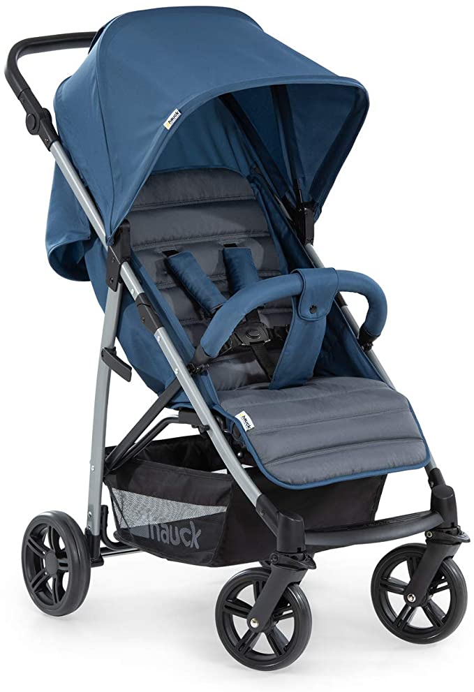 Hauck Rapid 4, 0 Months to 22 kg, Foldable, Compact, with one Hand, with Sleep Position, Height Adjustable Handle, Large Basket - denim/grey