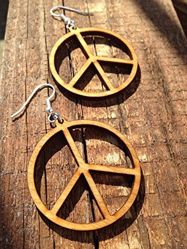 Wooden Peace Sign Earrings