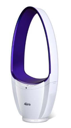 Aura Bladeless Fan, Oscillating Fan, With Decorative LED Light & Remote Control (Blue)