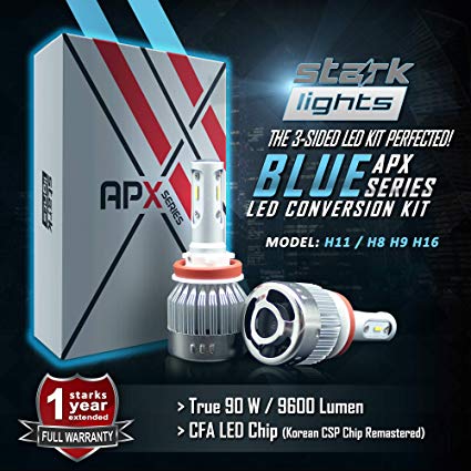 Stark APX 90W 9600LM LED Light 8000K Blue High Power Kit - Low Beam/High Beam/Fog Light Bulbs - H8 / H9 / H11 / H16