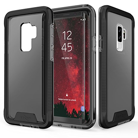 Zizo ION Series Samsung Galaxy S9 Plus Case - Military Grade Drop Tested with Clear Tempered Glass Screen Protector (Black & Smoke)