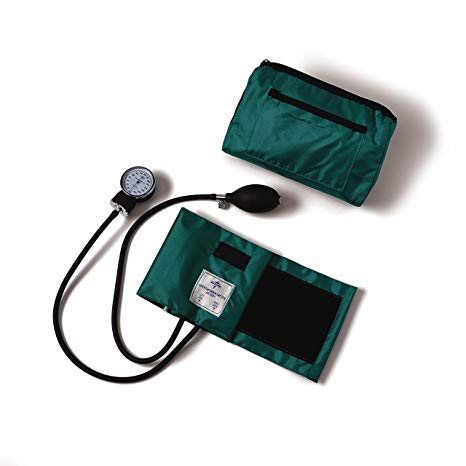 Medline Compli-Mates Aneroid Sphygmomanometer Kit with Carrying Case, Adult Blood Pressure Cuff, Manual, Professional, Hunter Green