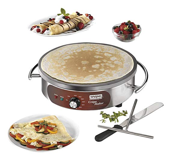 Waring Commercial WSC160X Heavy-Duty Electric Crepe Maker, 16", Stainless Steel