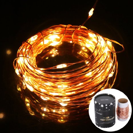 33 Feets Warm White Waterproof Led String Light, Noza Tec 100 Leds Copper Wire Starry String Lights UL Certified Adapter, Indoor Outdoor Decor