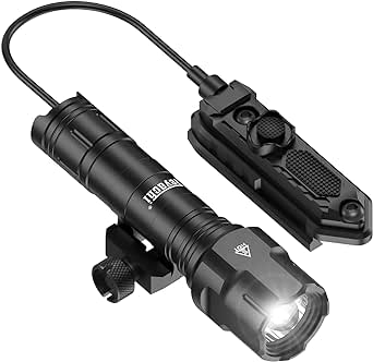 Feyachi 1200 Lumen Tactical Flashlight Matte Black LED Weapon Light with Pressure Switch, 3 Modes - High/Low/Strobe, Fixed Picatinny Flashlight Mount Black