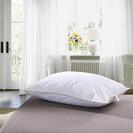 NEWLAKE Feather and Down Alternative White Bed Pillow, Standard Size, Set of 2