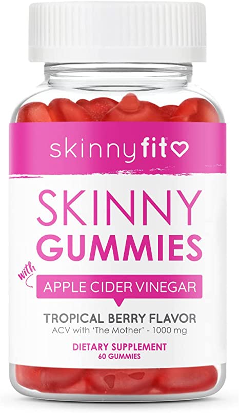 SkinnyFit Skinny Gummies Apple Cider Vinegar Gummies w/ The Mother, Healthy Weight, Immune Support, Vitamin B9, B12, Beetroot, Pomegranate, Vegan-Friendly, 60 Count